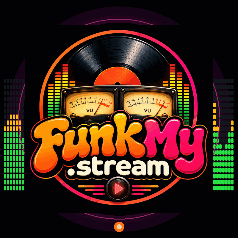 Animated FunkMy.stream vinyl and VU logo